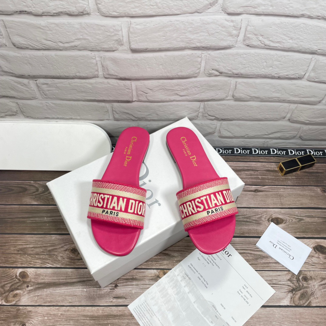 Dior-Embroidered flat sandals