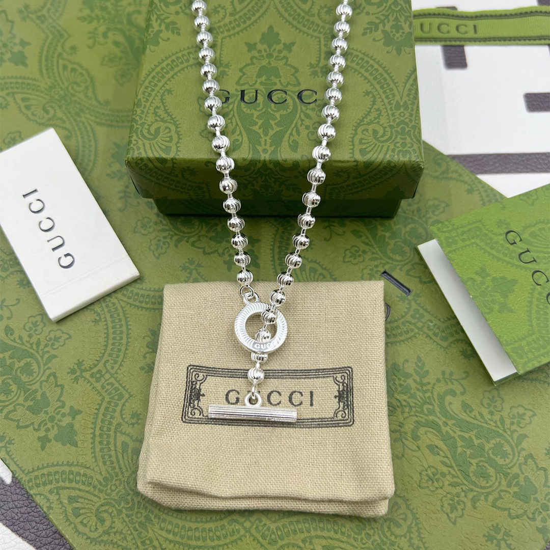 GUCCI-Silver Beads Necklace