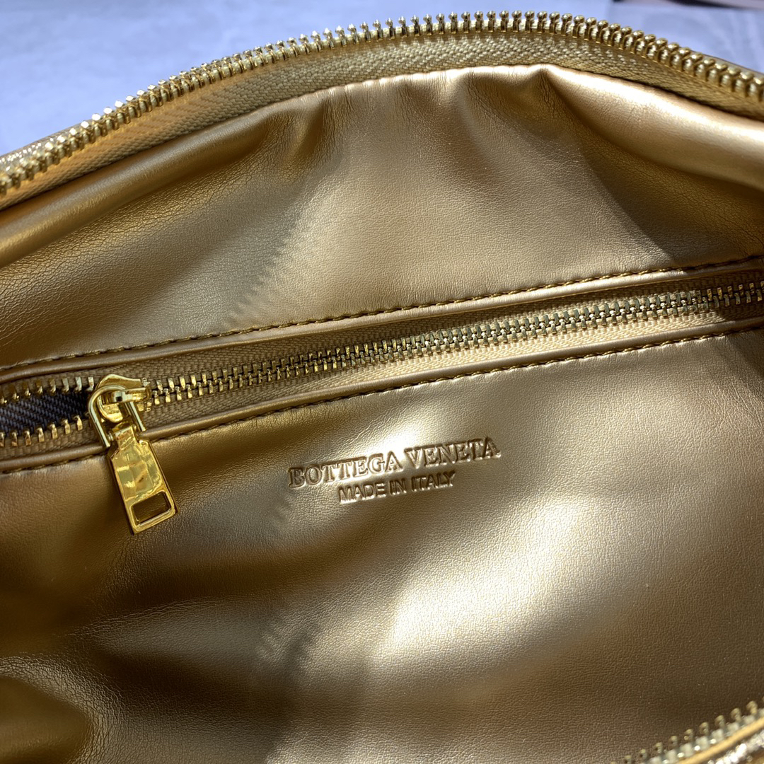 BV-Jodie Gold Woven Lambskin Bag