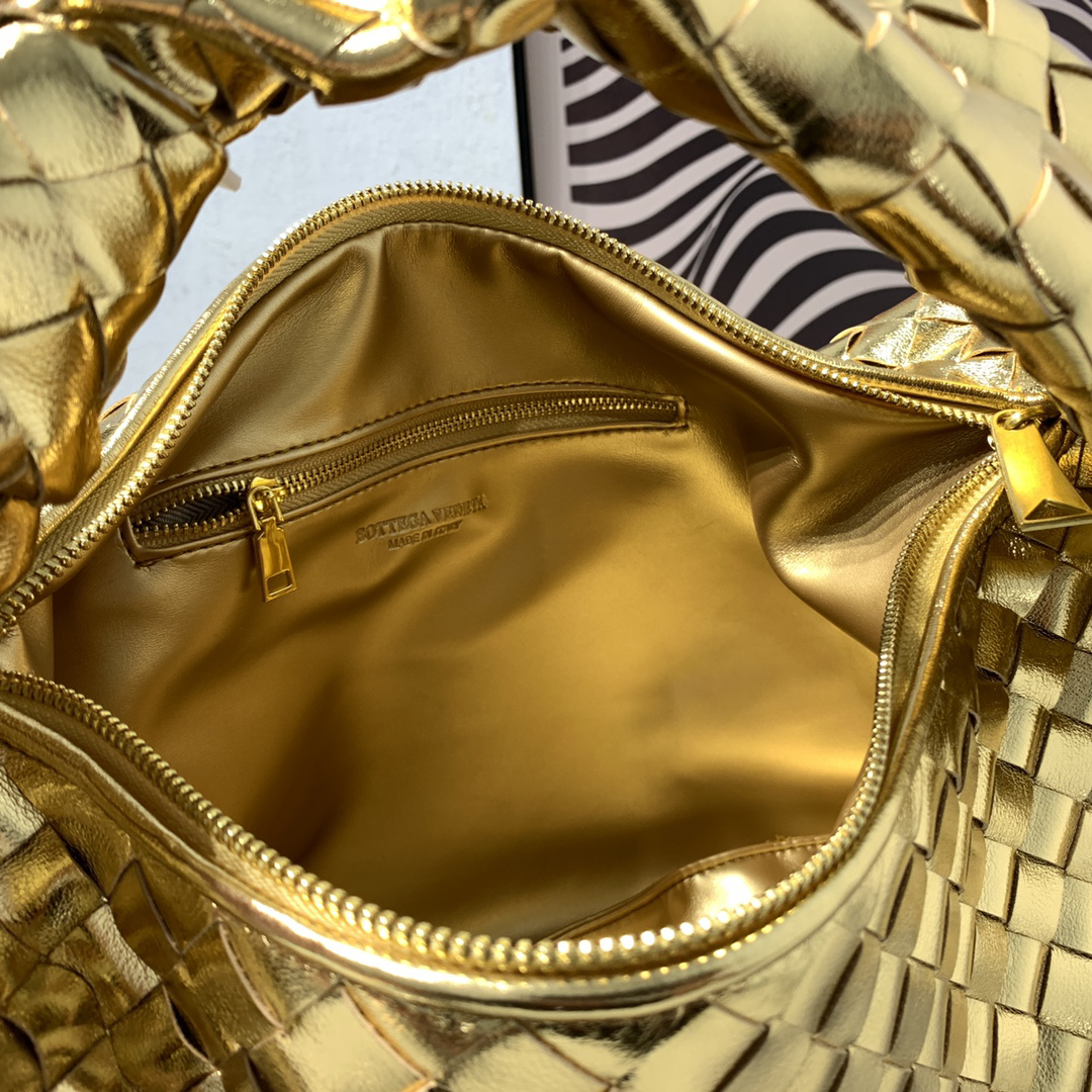 BV-Jodie Gold Woven Lambskin Bag