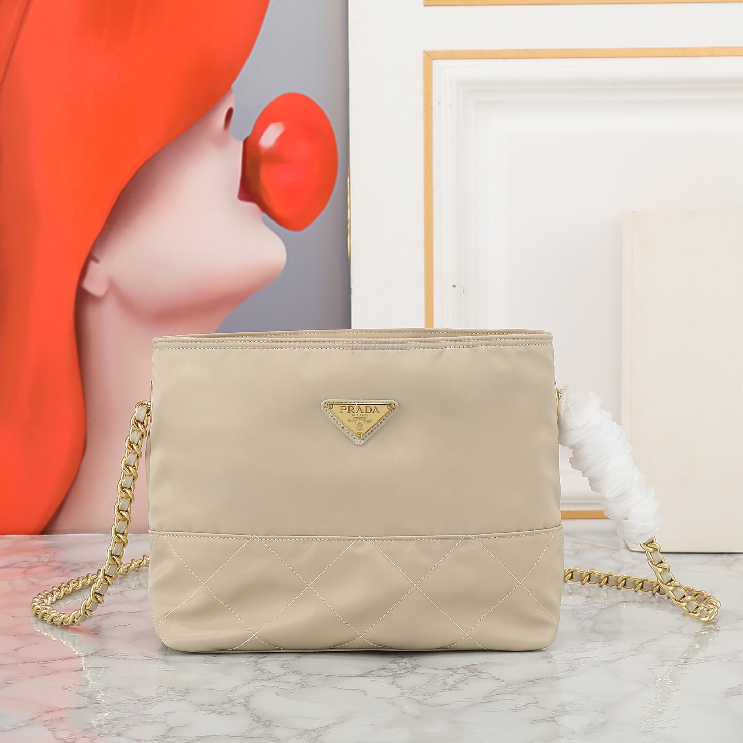 Prada-Nylon Lattice Crossbody Bag