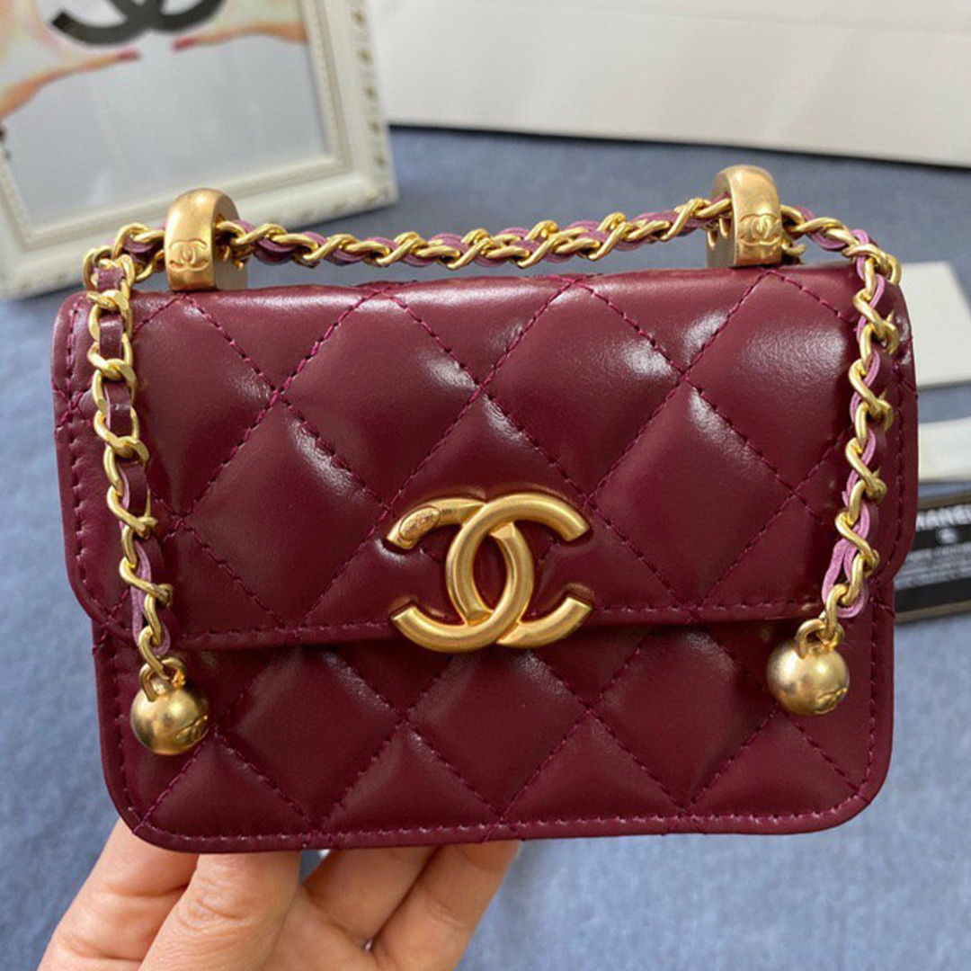 Chanel-Waxed Cowhide Bimetal Ball Mini Bag