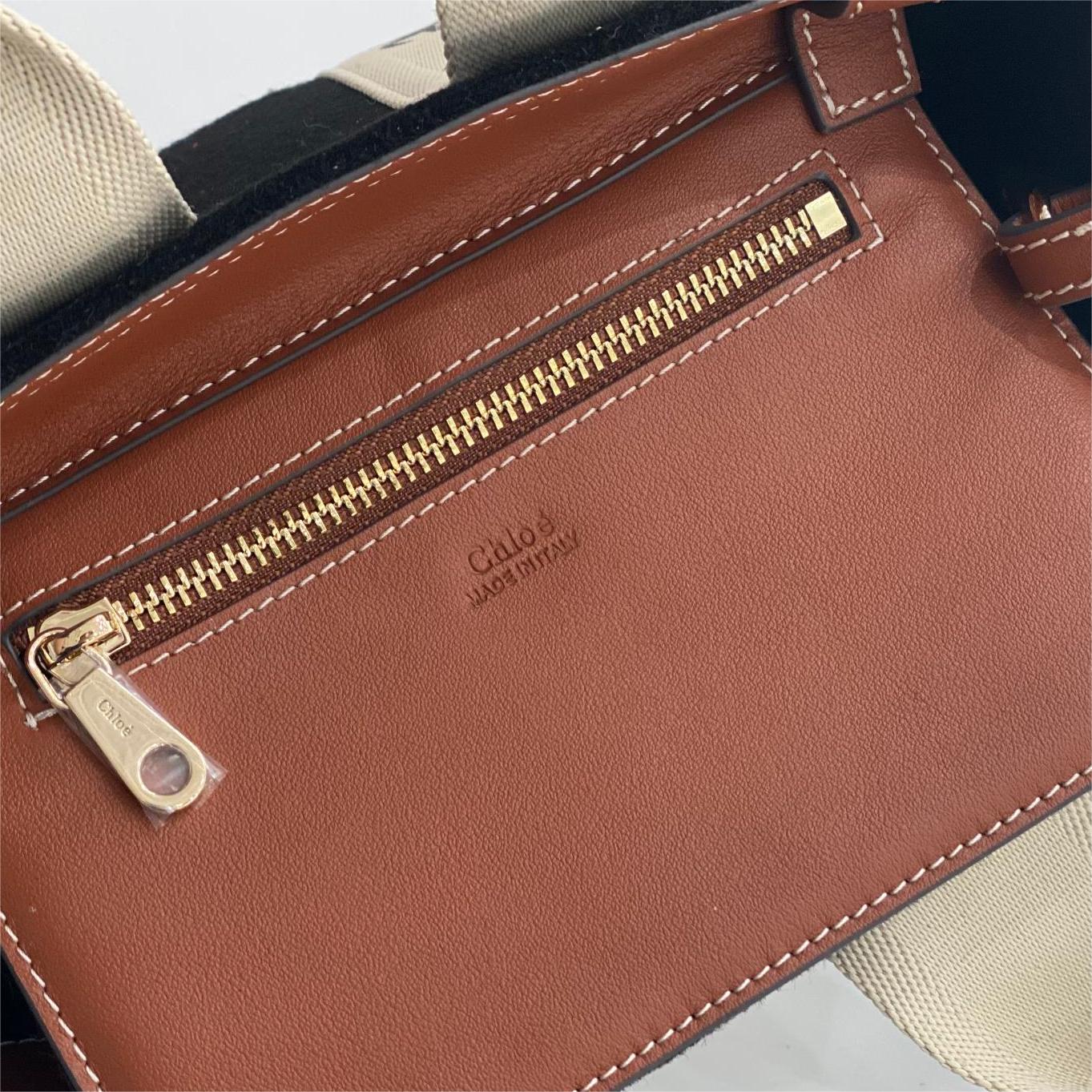 Chloe Woody-Wool Felt Black Tote Bag