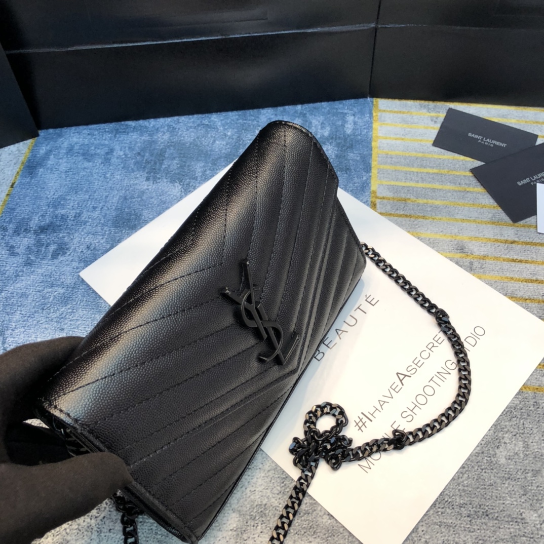 YSL-Monogram Woc Black button caviar