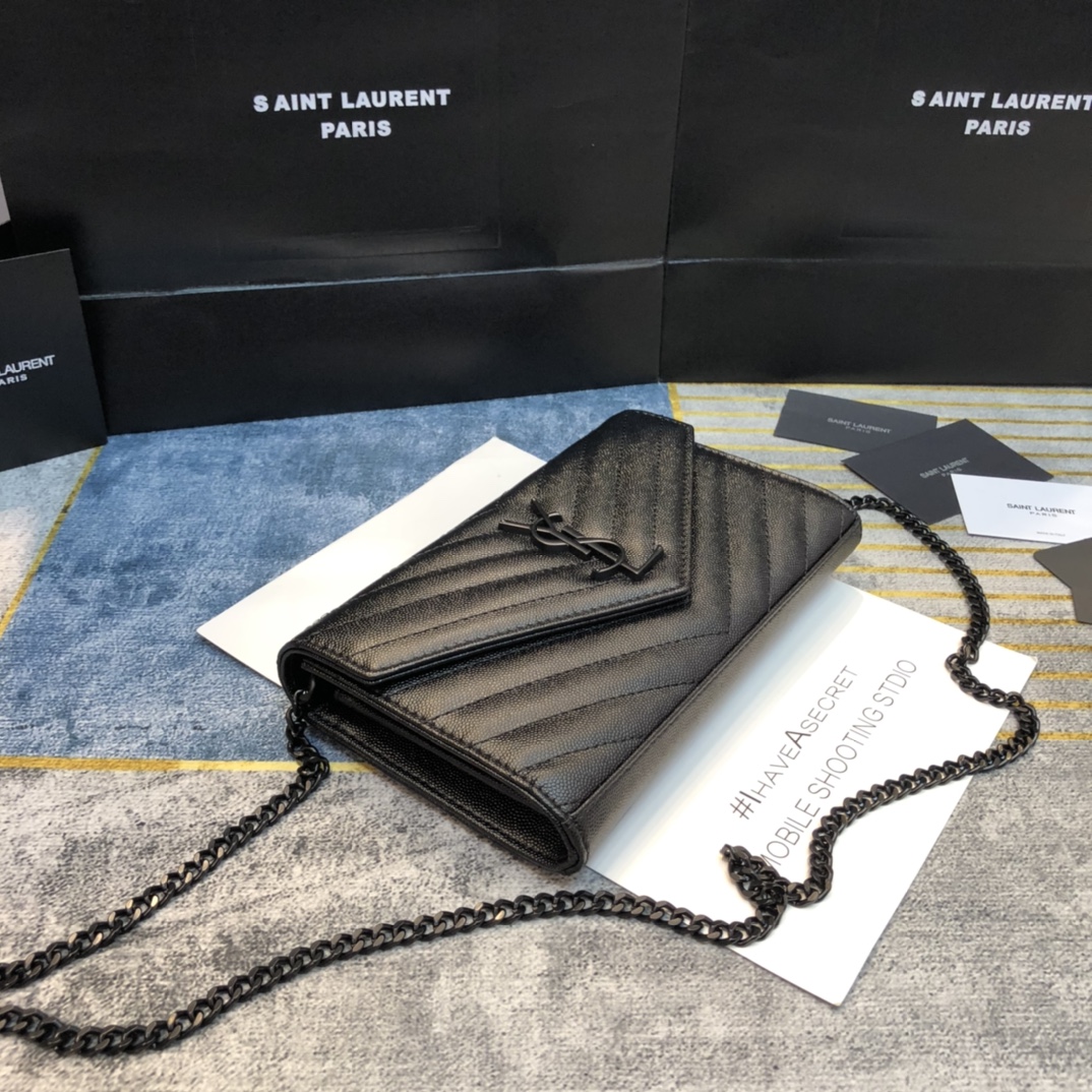 YSL-Monogram Woc Black button caviar
