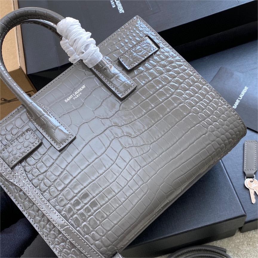 YSL-Organ Bag Gray Crocodile Pattern 22CM