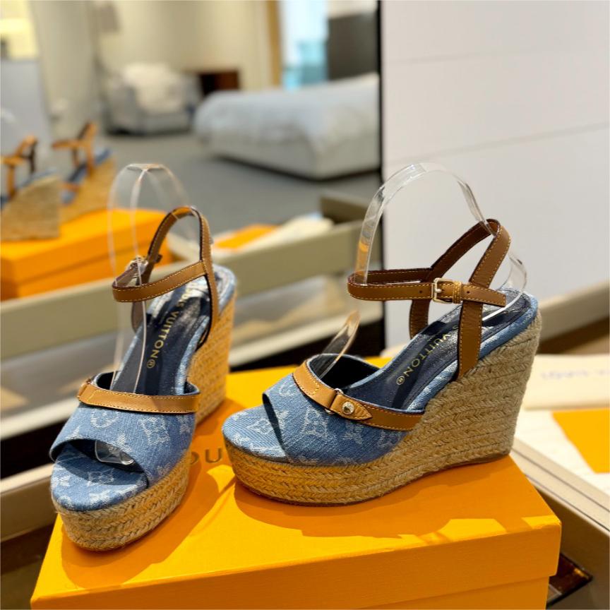 LV-2024 Latest Runway Style Thick Soled Hemp Rope Sandals