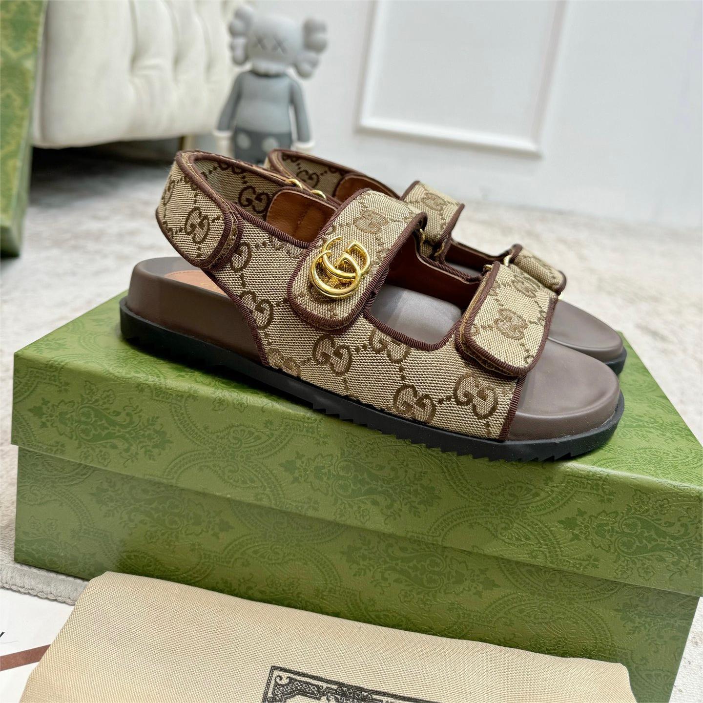 GUCCI-Two Velcro Flat Sandals