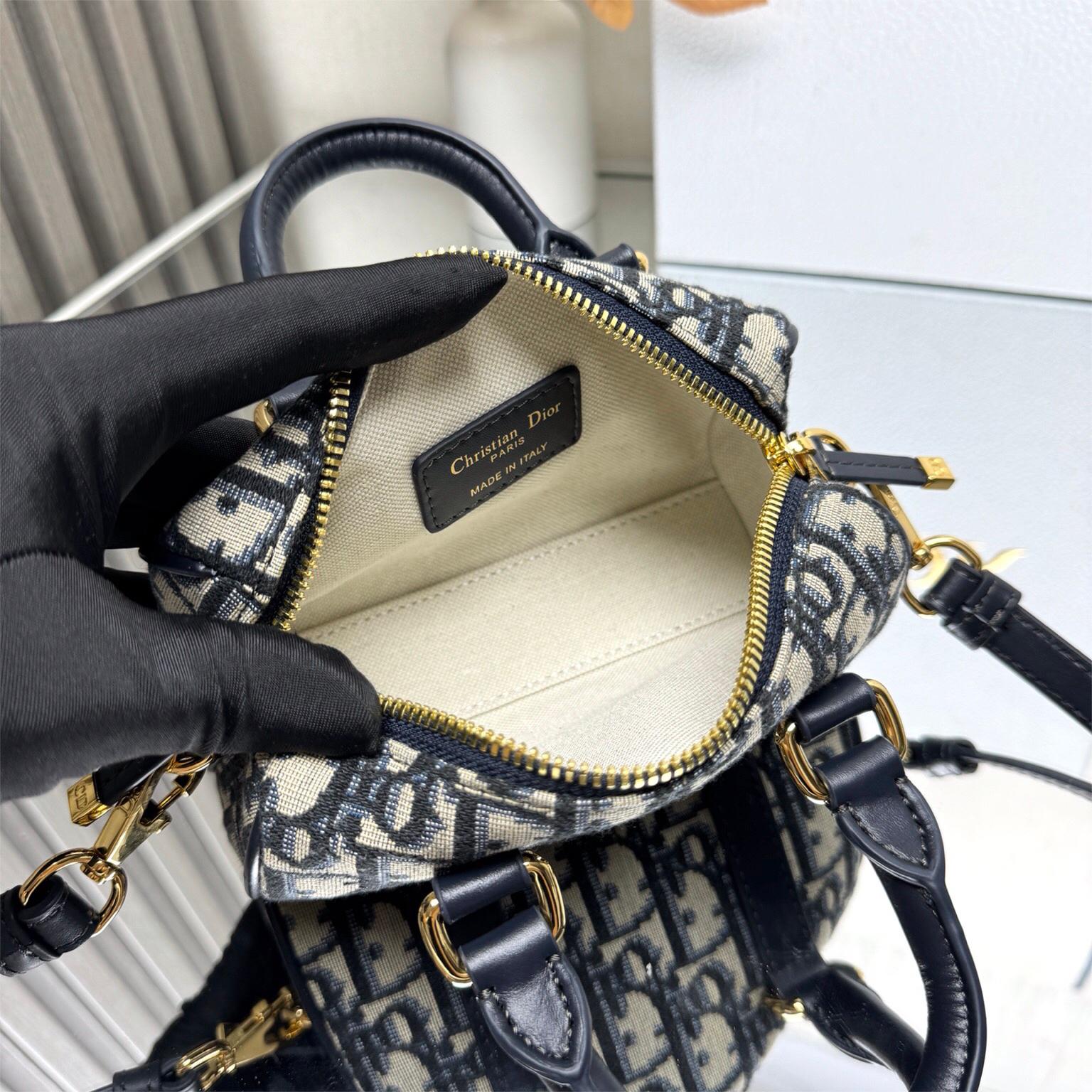 Dior-Groove 16 Mini Handbag with Blue Oblique Print