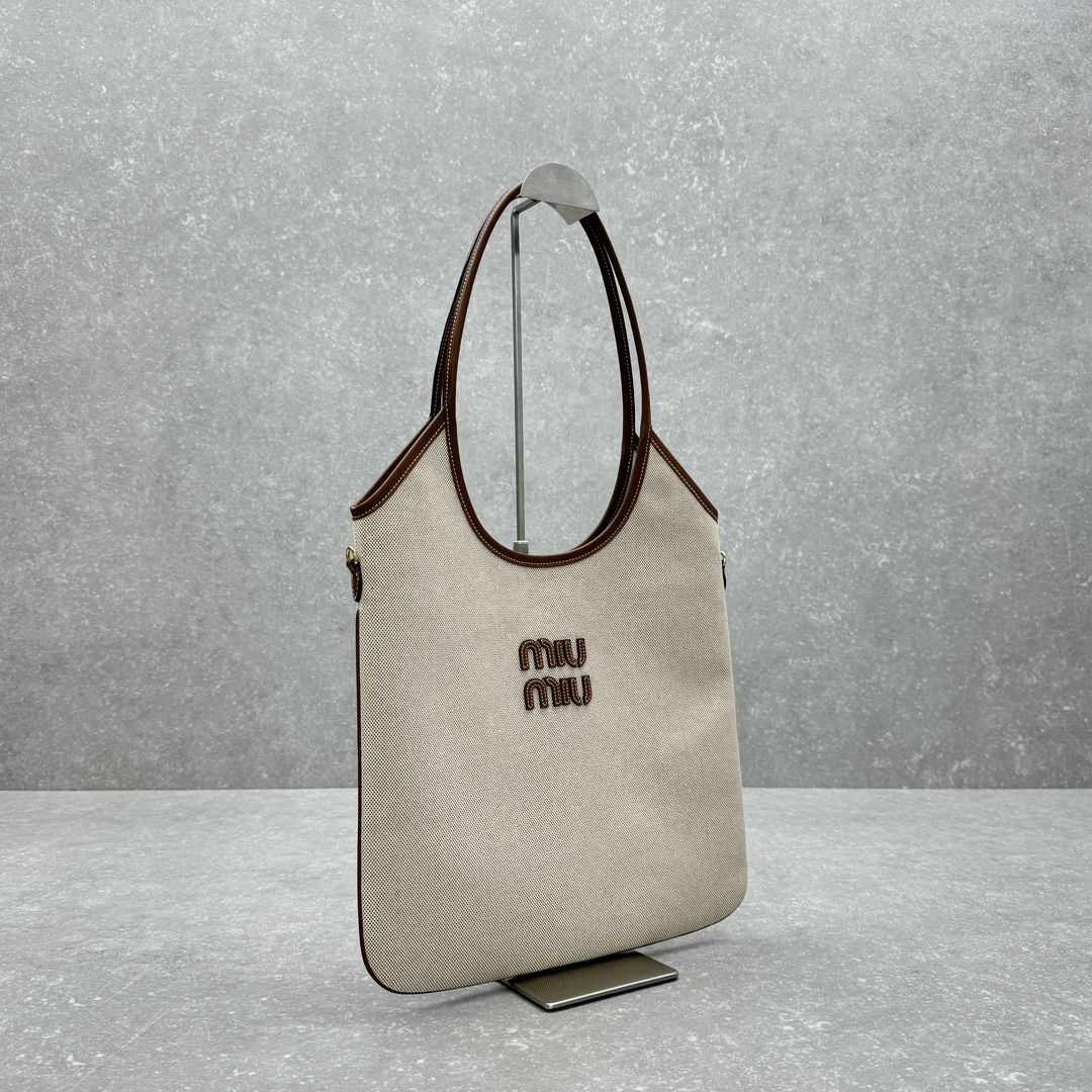 MIU MIU-Canvas Brown Hobo Underarm Bag