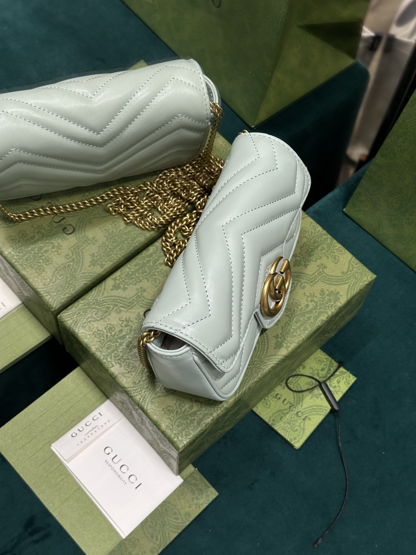 GUCCI-Marmont series Ultra Mini light green handbag