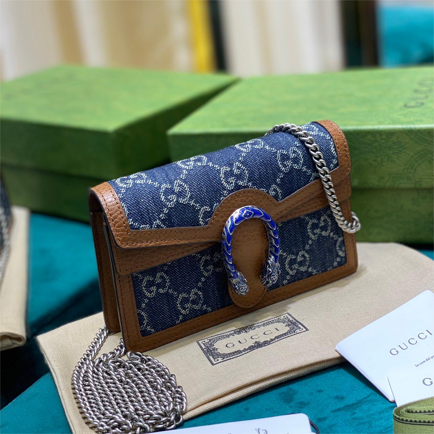 GUCCI-Dionysus Blue Denim Mini chain bag