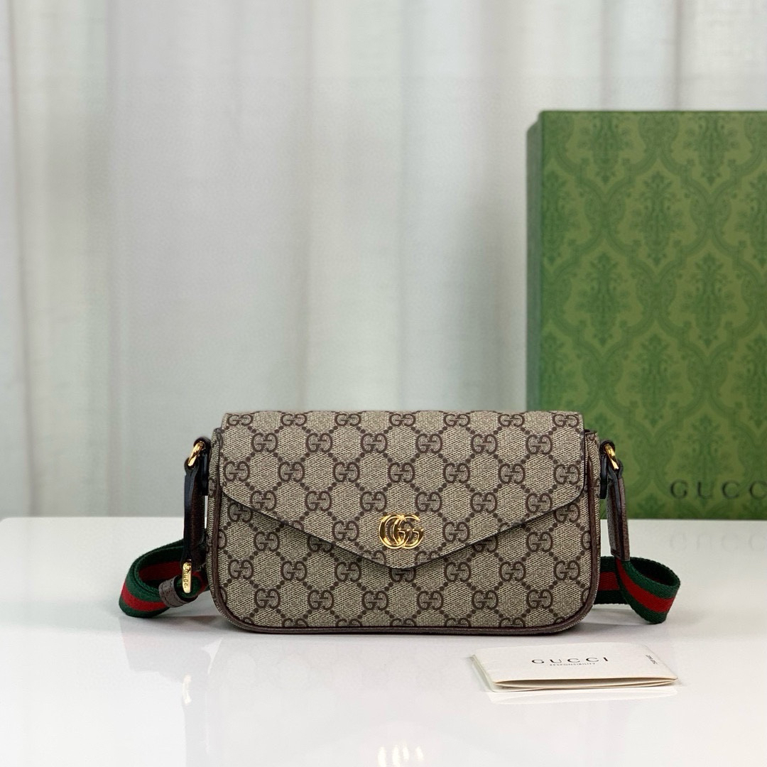 GUCCI-Ophidia series mini handbag beige ebony color