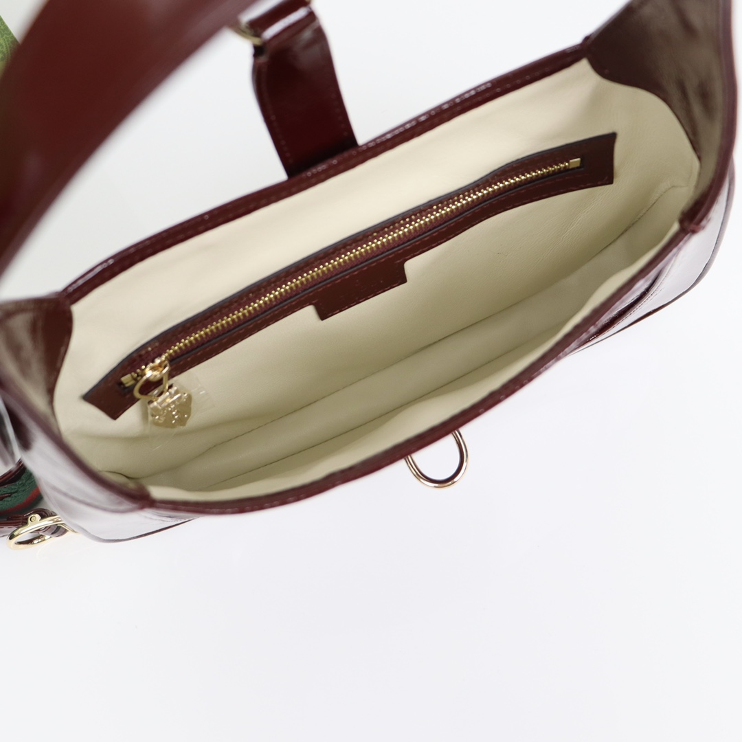 Gucci-2024 Jackie Series Small Lacquered Leather Shoulder Backpack