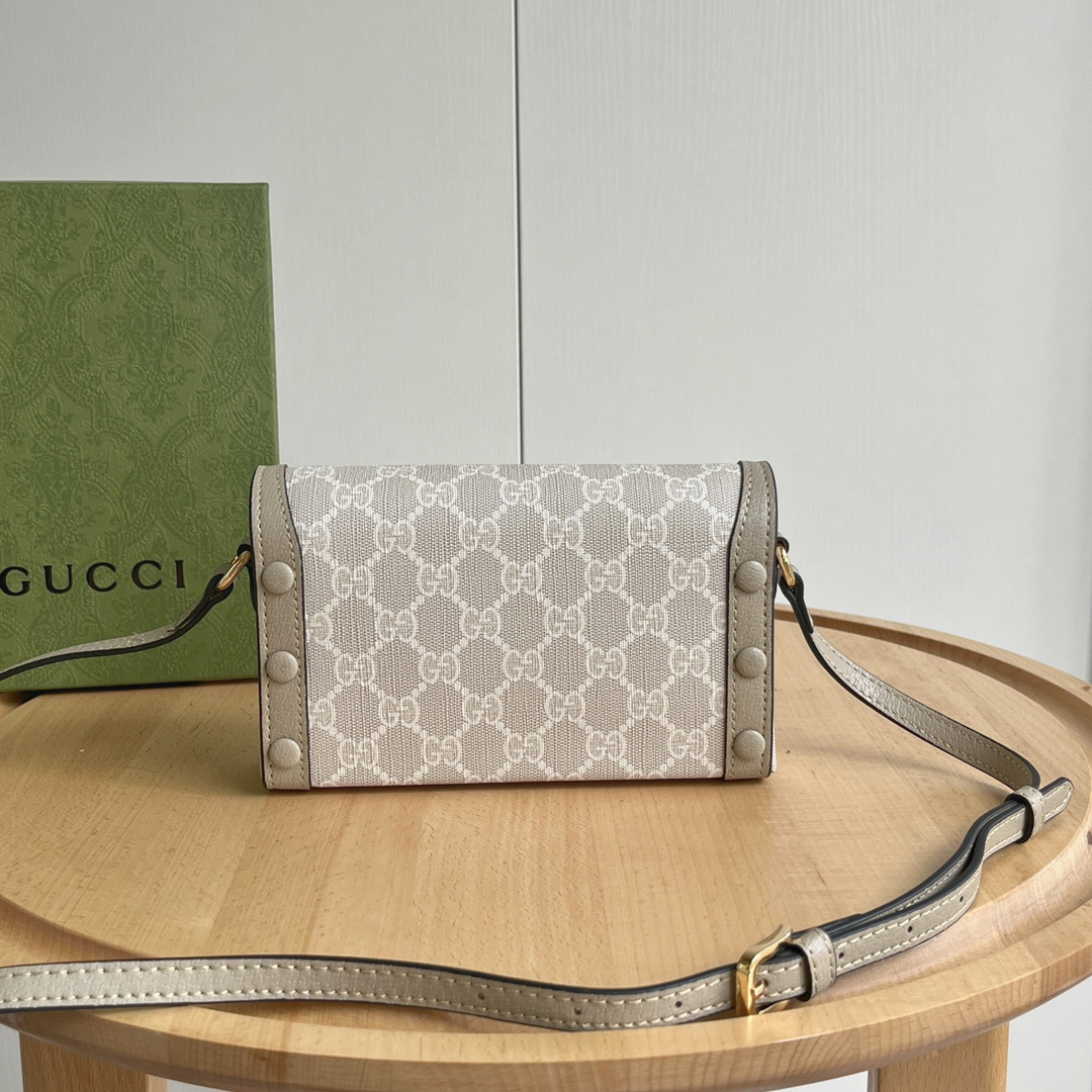 GUCCI-GG Horsebit 1955 Horizontal Saddle Bag