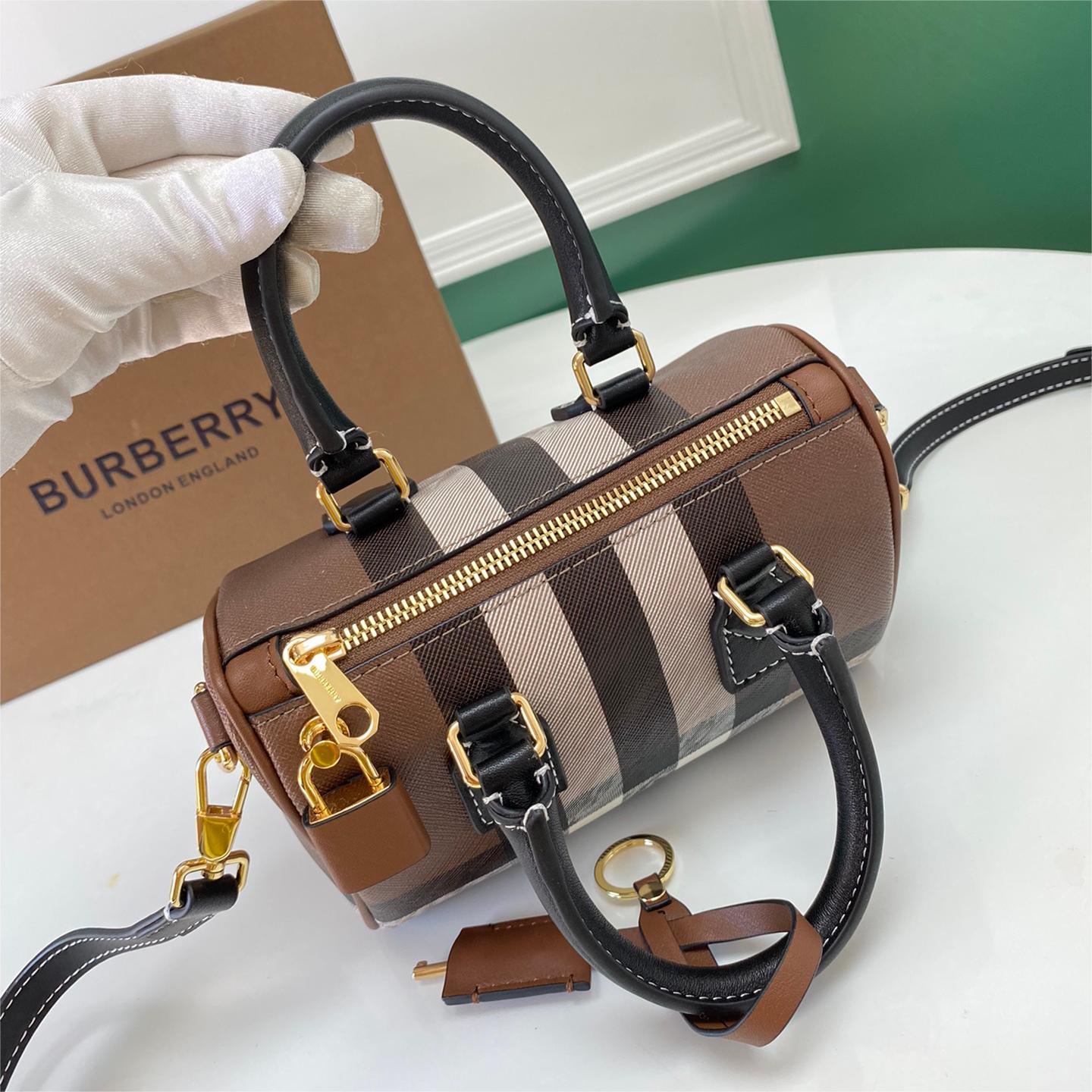 Burberry-Grid Boston Pillow Bag