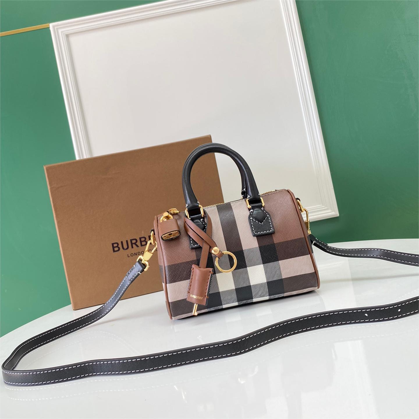 Burberry-Grid Boston Pillow Bag