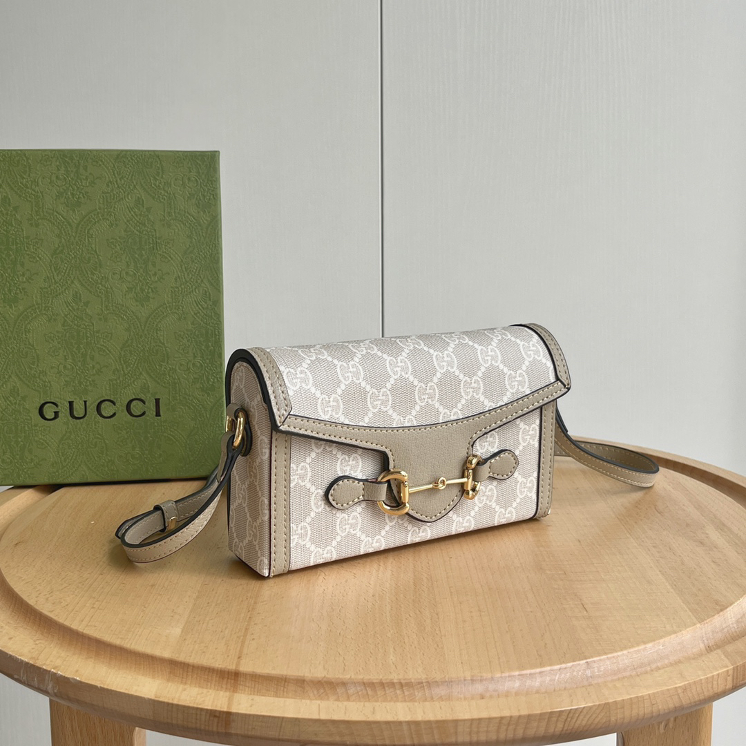 GUCCI-GG Horsebit 1955 Horizontal Saddle Bag
