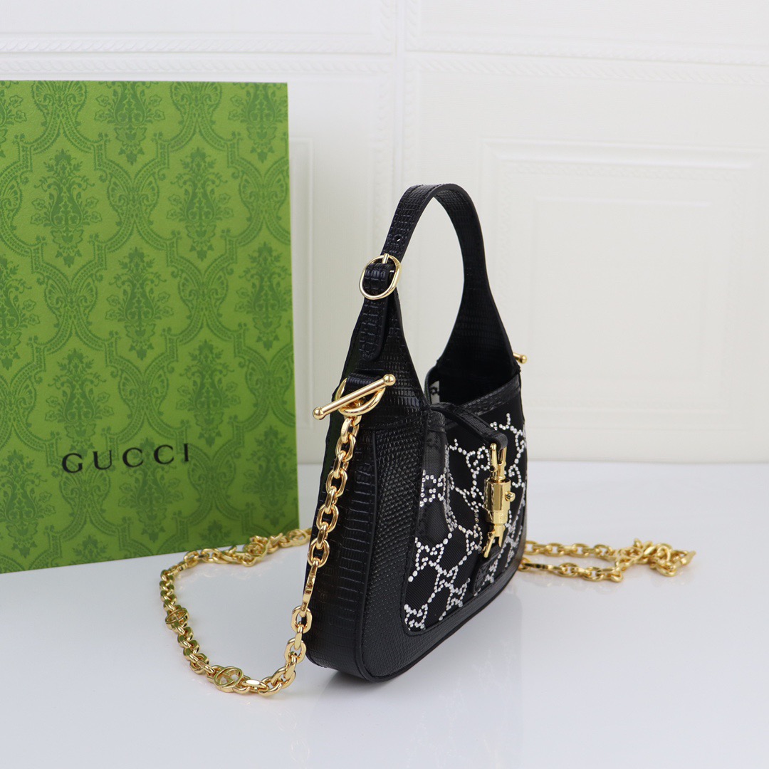 GUCCI-Jackie 1961 explosive diamond with lizard leather bag