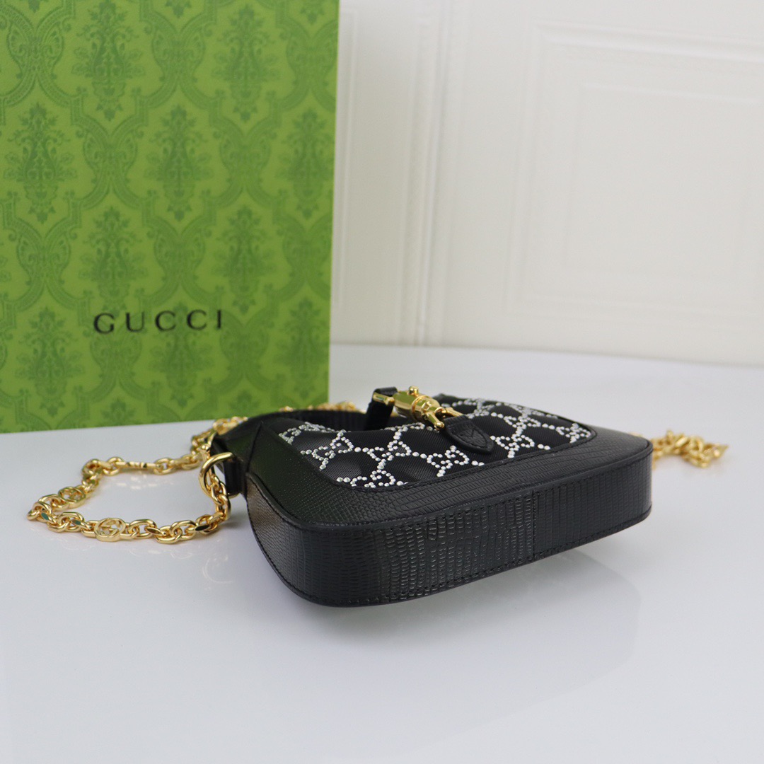 GUCCI-Jackie 1961 explosive diamond with lizard leather bag