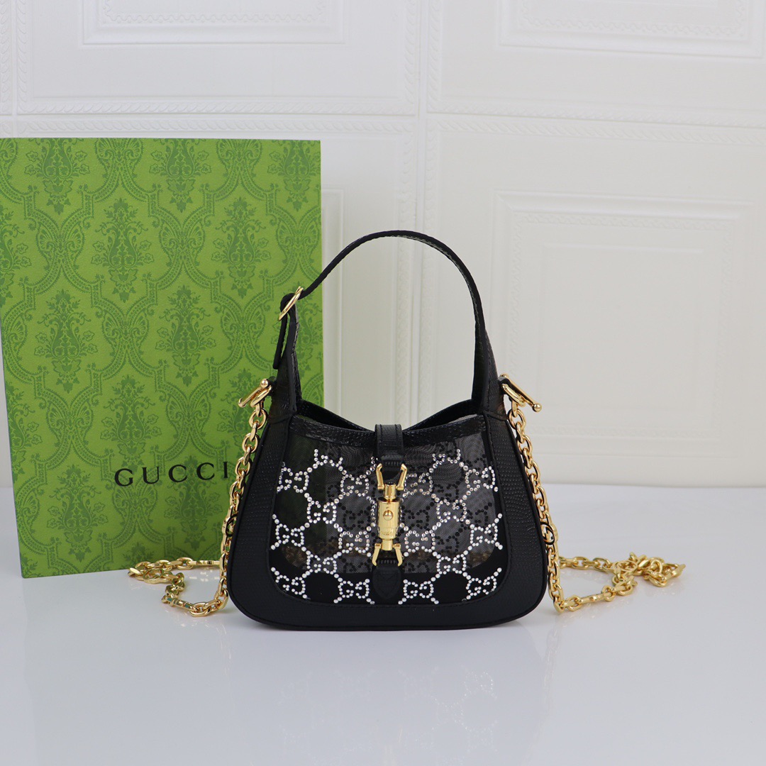 GUCCI-Jackie 1961 explosive diamond with lizard leather bag