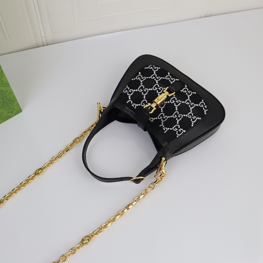 GUCCI-Jackie 1961 explosive diamond with lizard leather bag