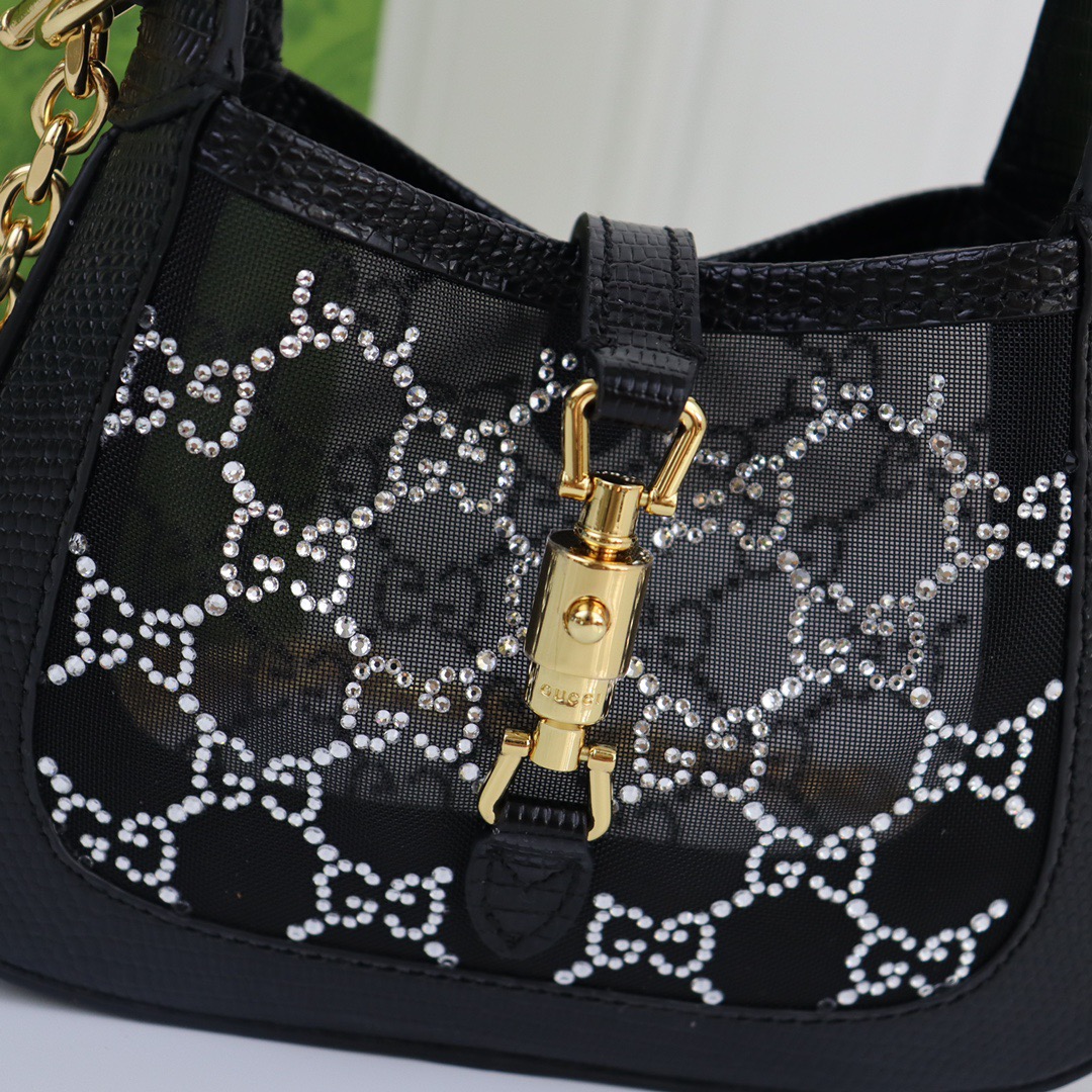 GUCCI-Jackie 1961 explosive diamond with lizard leather bag