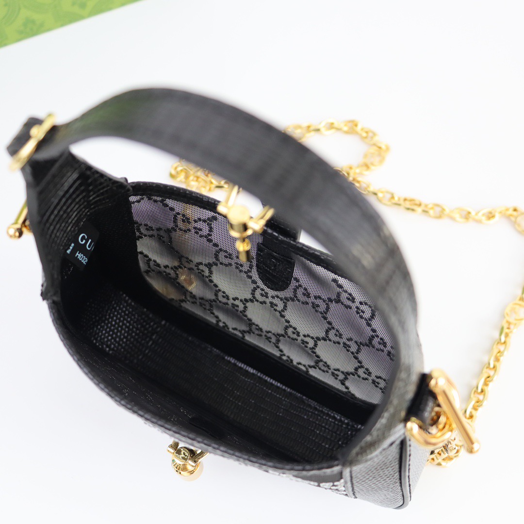 GUCCI-Jackie 1961 explosive diamond with lizard leather bag