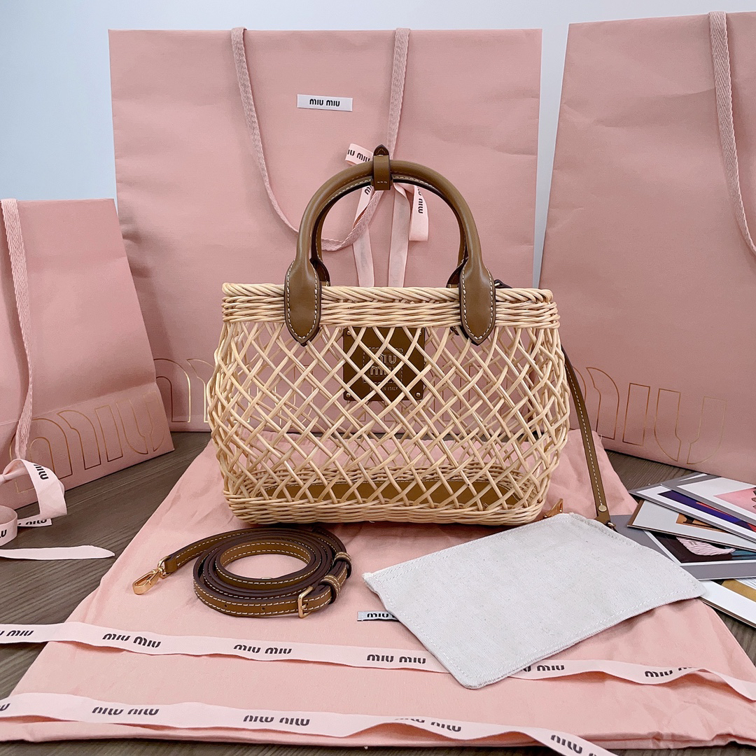 MiuMiu-Summer vacation style new woven hollow vegetable basket