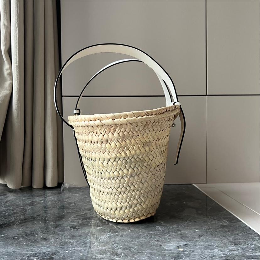 LOEWE-Palm leaf and cowhide leather Basket handbag