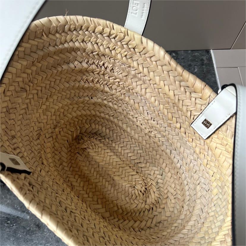 LOEWE-Palm leaf and cowhide leather Basket handbag
