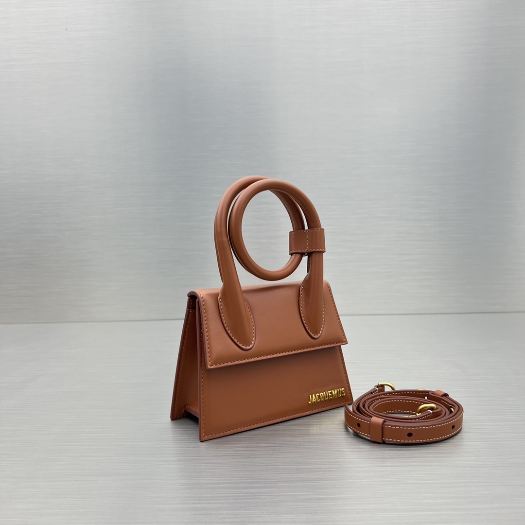 Jacquemus-Popular item full leather brown shoulder backpack