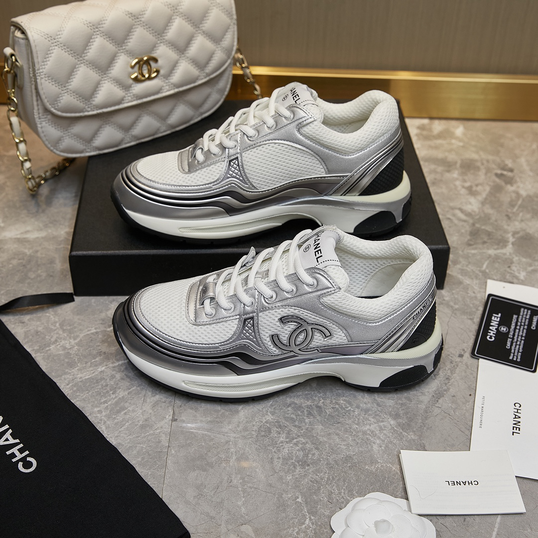 Chanel-Top casual silver white Sports Shoes