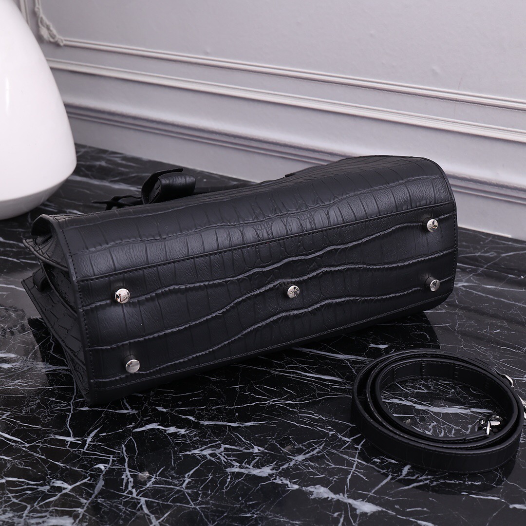 YSL-Crocodile patterned cowhide