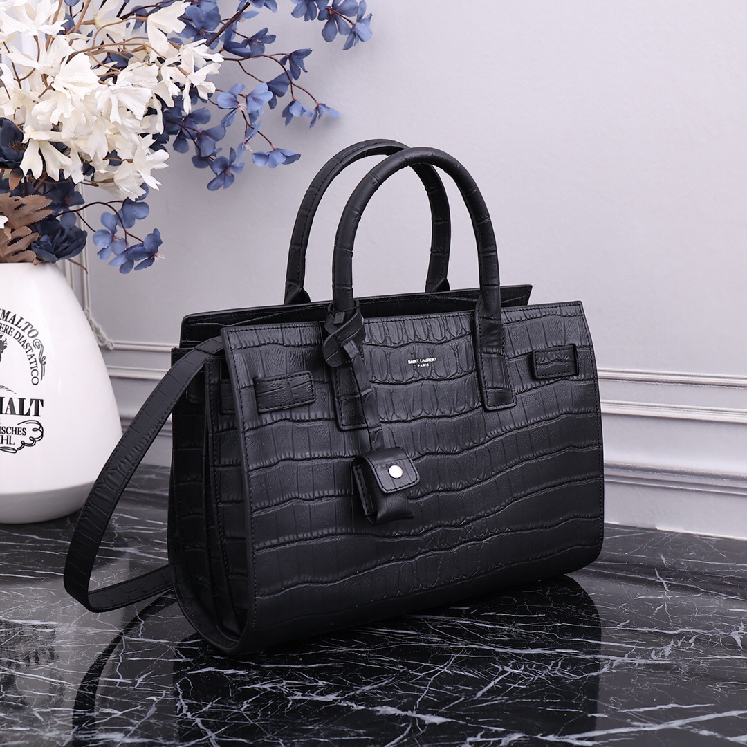 YSL-Crocodile patterned cowhide