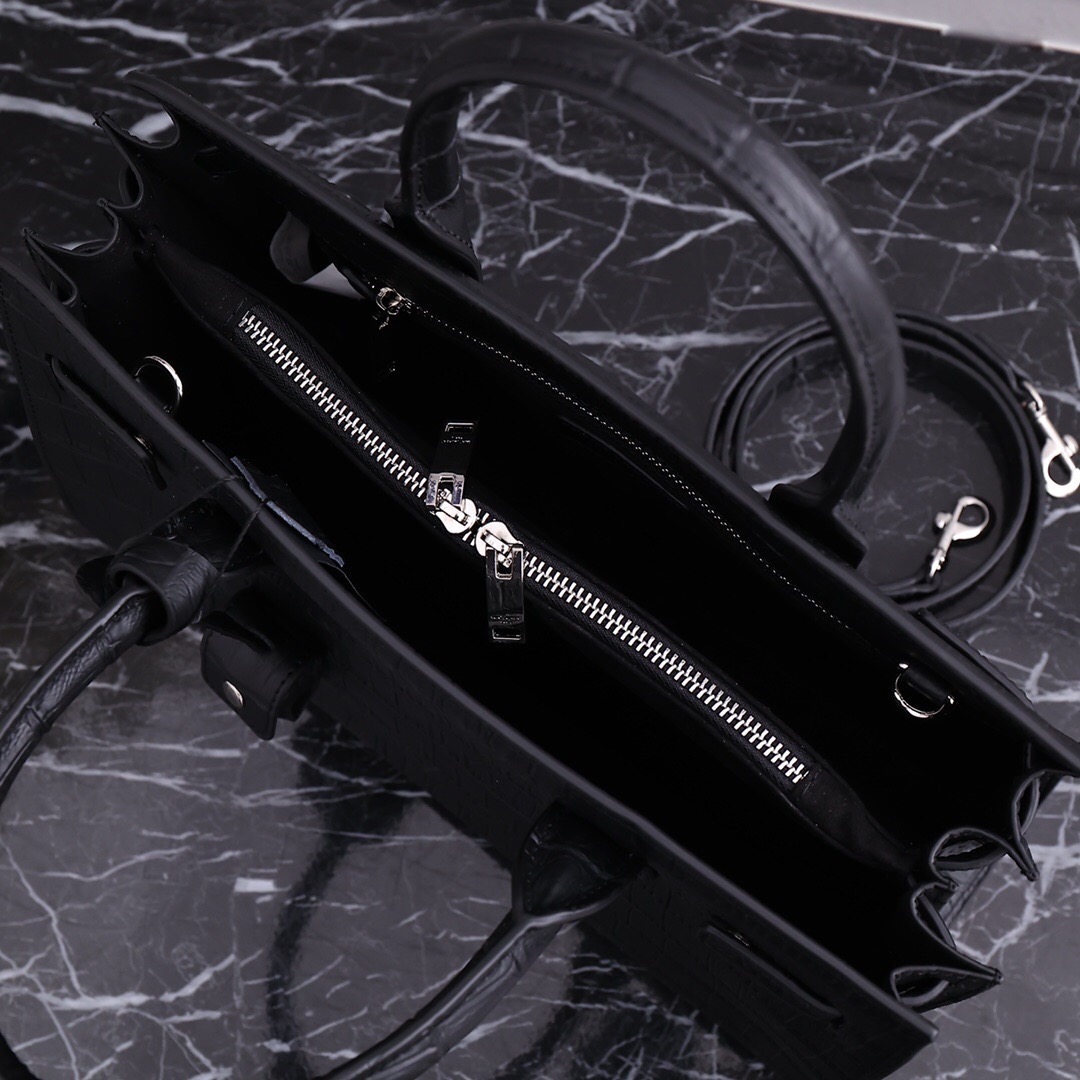 YSL-Crocodile patterned cowhide