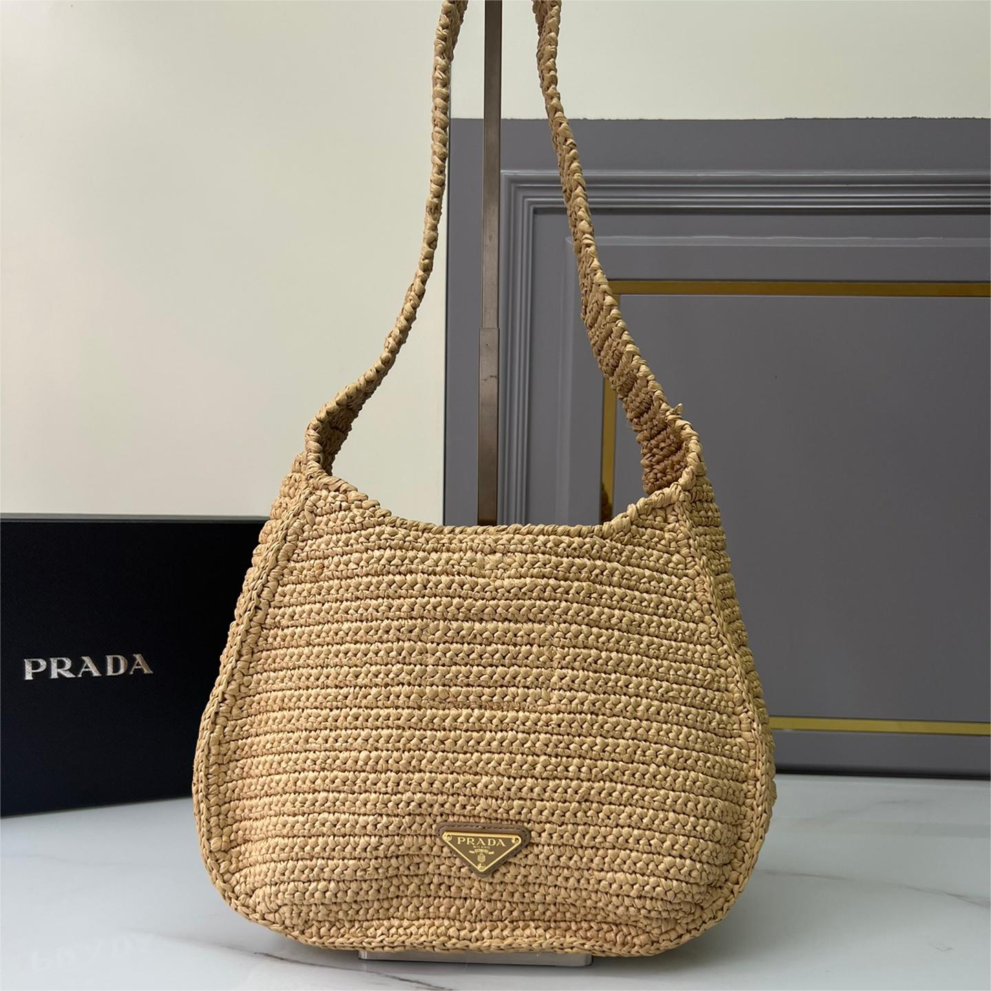 Prada-Straw shoulder bag