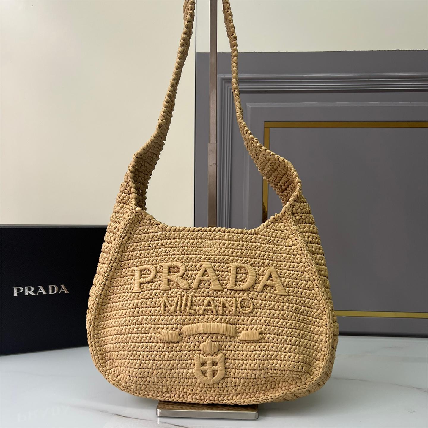 Prada-Straw shoulder bag