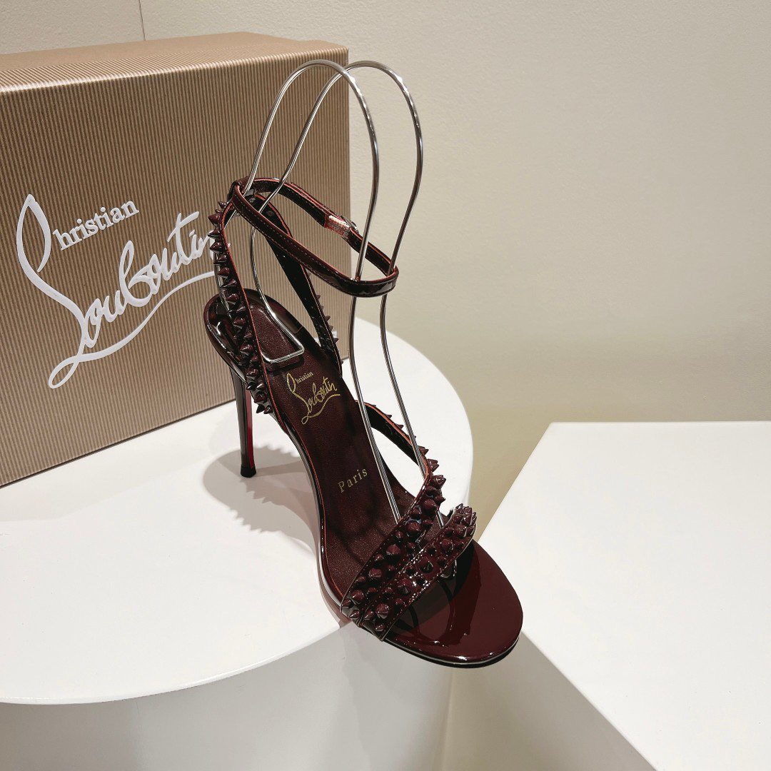 Christian Louboutin-Diagonal studded high-heeled sandals