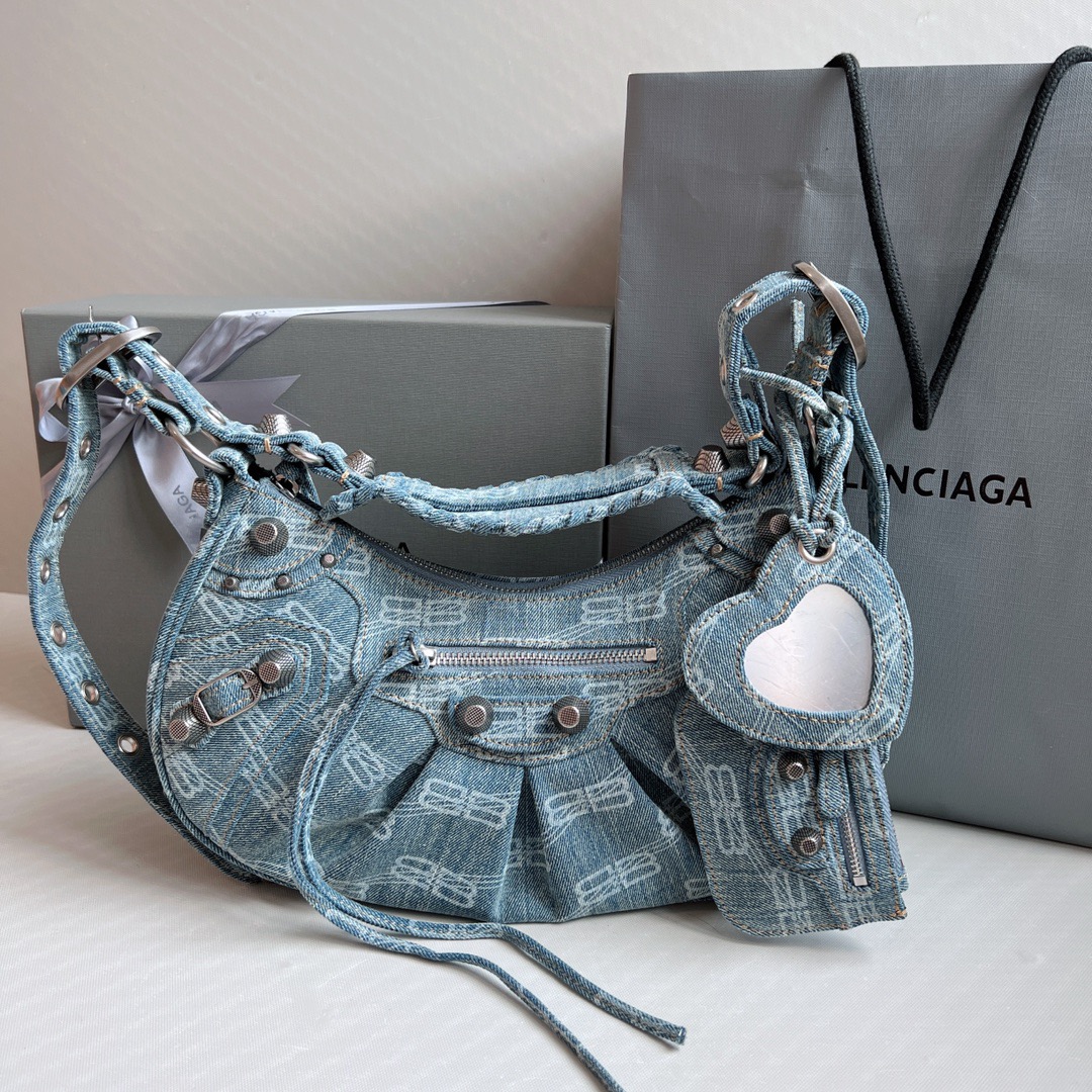 Balenciaga-Dumpling bun denim print blue