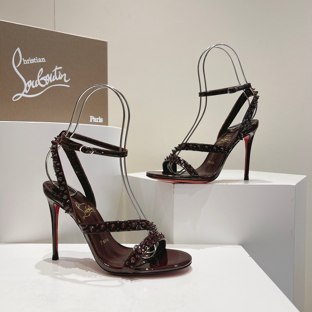 Christian Louboutin-Diagonal studded high-heeled sandals