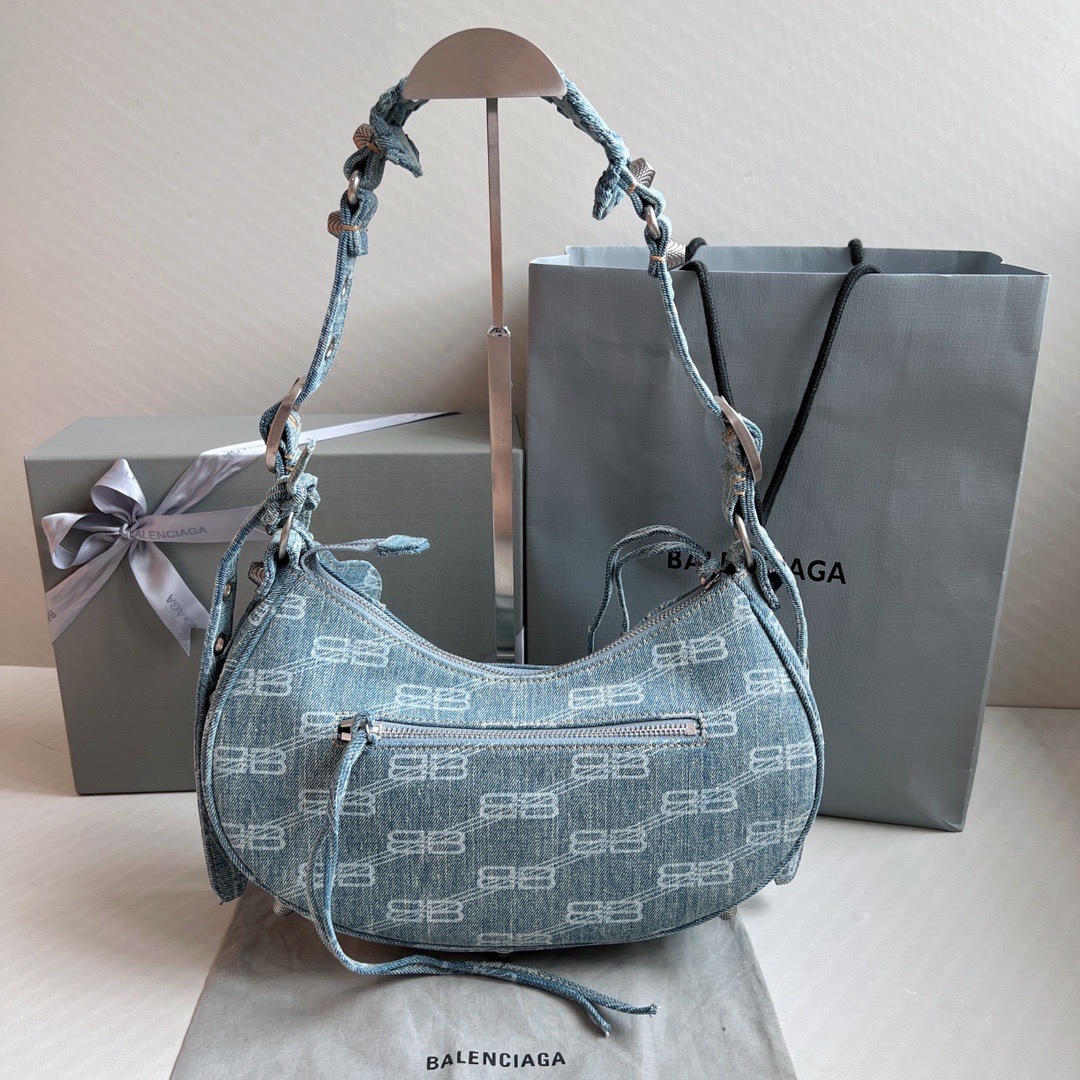 Balenciaga-Dumpling bun denim print blue