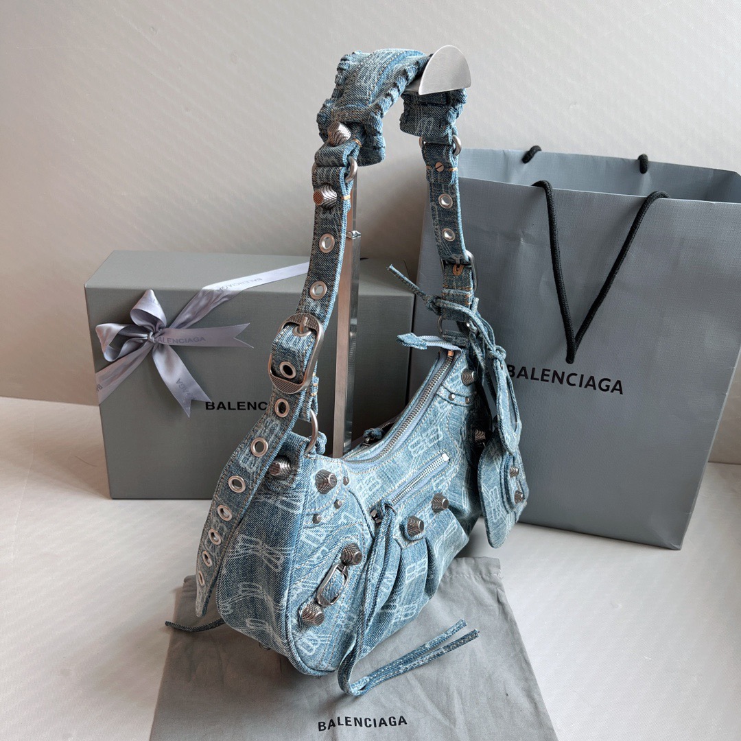 Balenciaga-Dumpling bun denim print blue