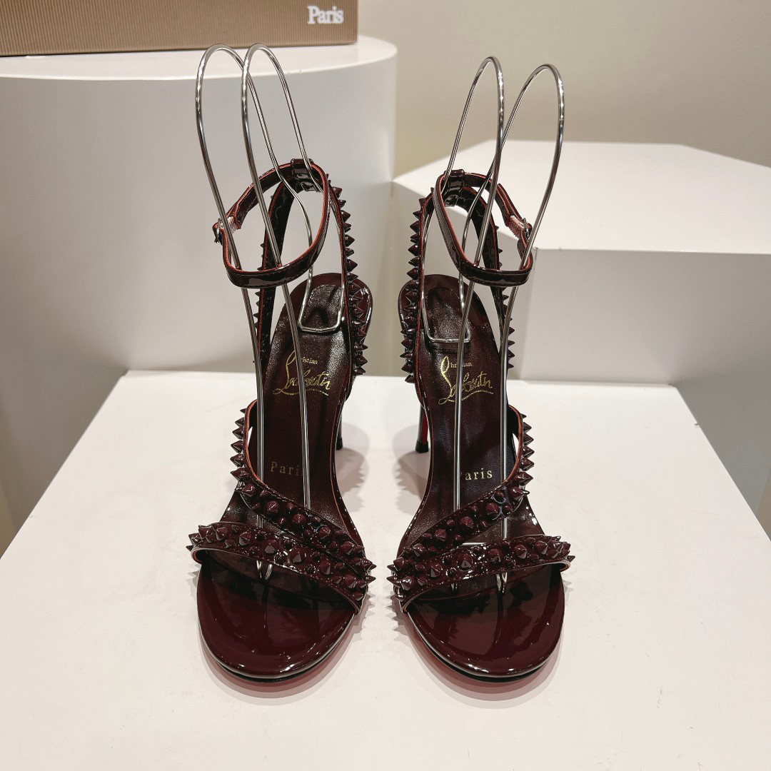 Christian Louboutin-Diagonal studded high-heeled sandals