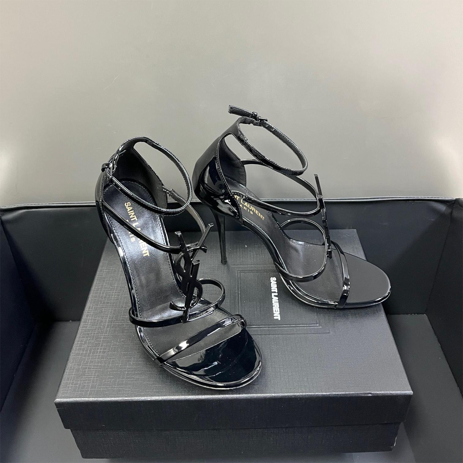 YSL-Imported calf patent leather