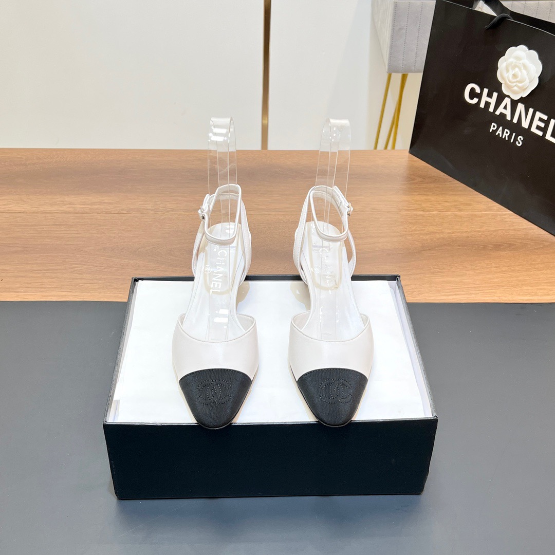 Chanel-Coarse heel back empty sandals, single shoe