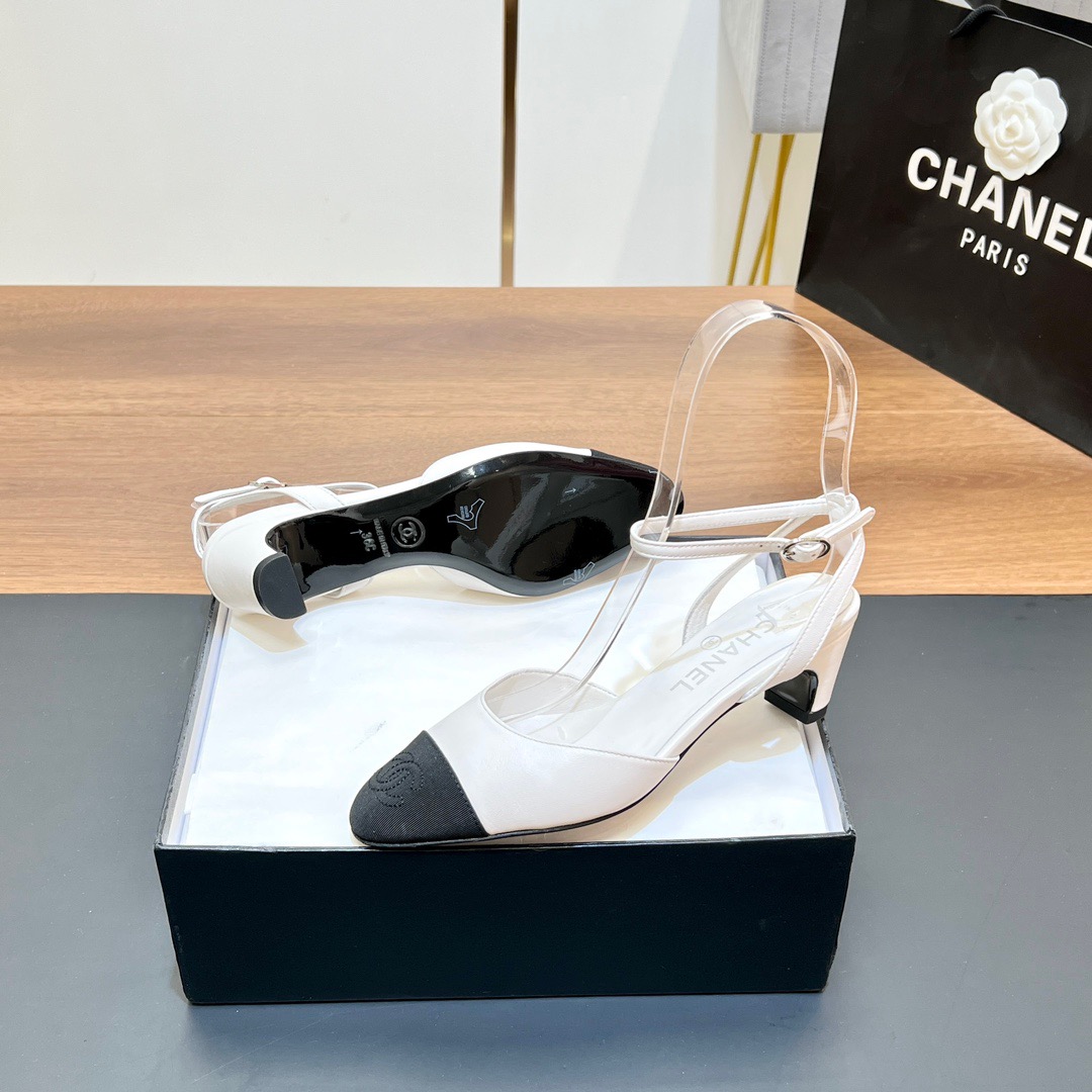 Chanel-Coarse heel back empty sandals, single shoe
