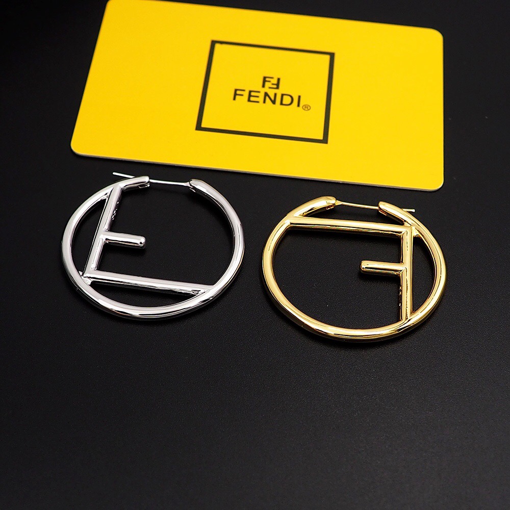 FENDI-Two tone earrings with large circle letters