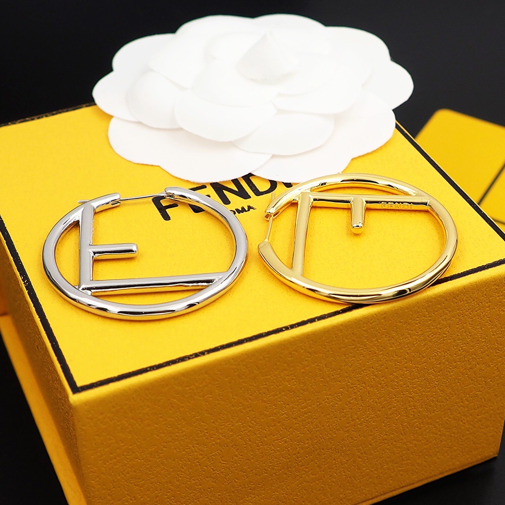 FENDI-Two tone earrings with large circle letters