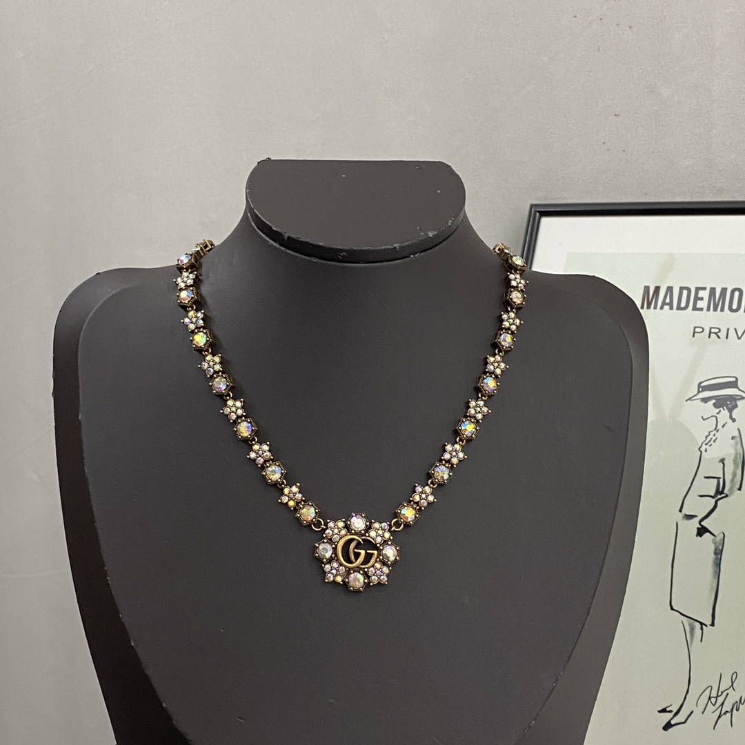 GUCCI-Cool Colorful Dazzling Diamond Crystal Necklace